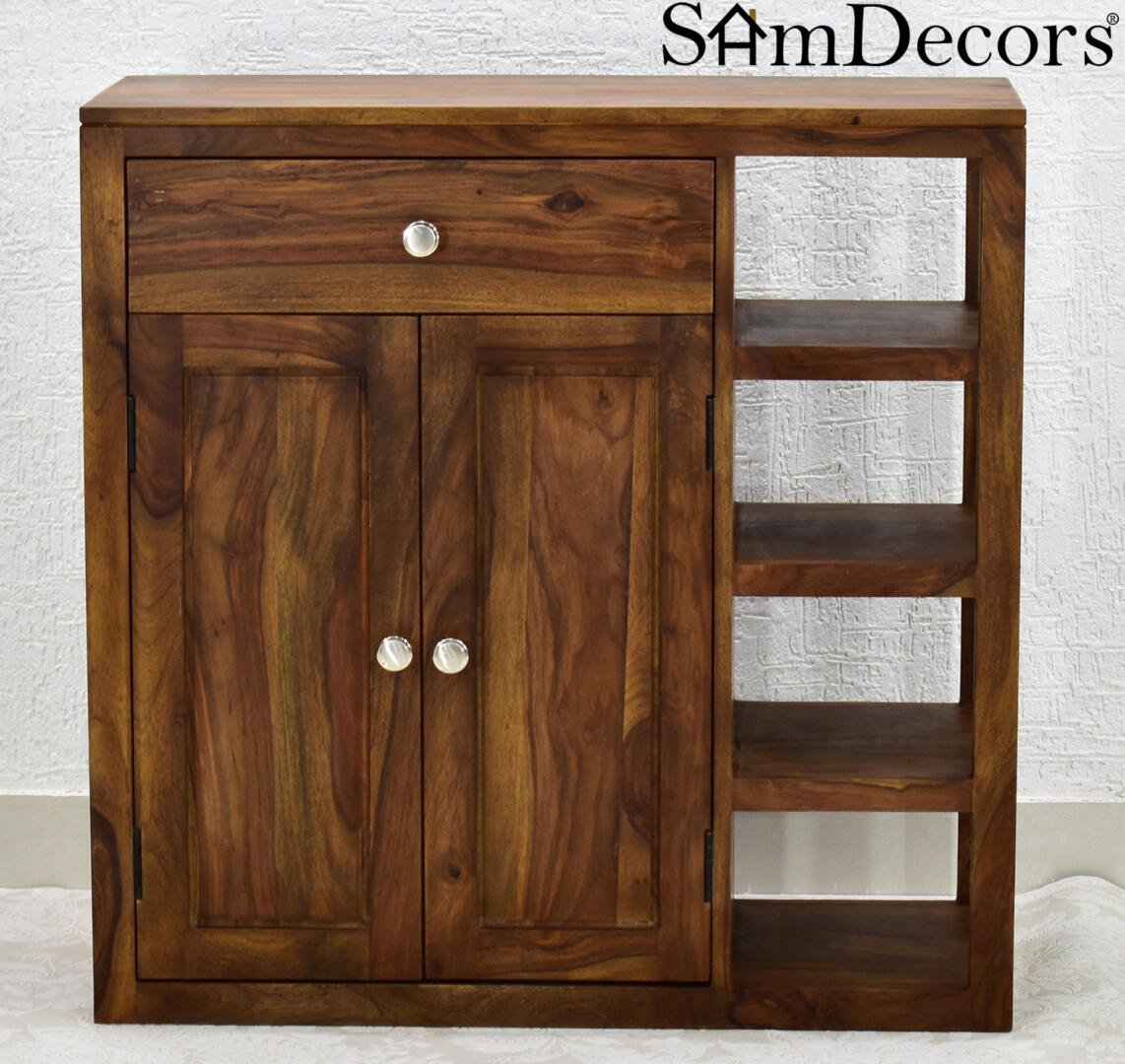 Jean Multipurpose Cabinet/Shoe Rack - Natural Teak - Image 4